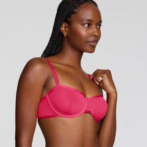 Cuup Size 34E The Balconette Mesh Bra Magenta Pink Azalea Women's